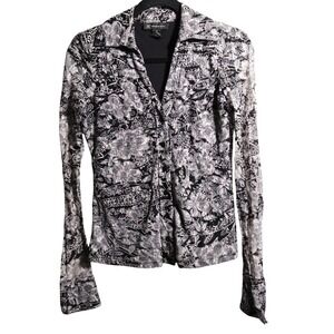 VTG Y2K Whimsigoth Mesh Bell Sleeve Fitted Button Up Top Floral Blouse Fairy S‎